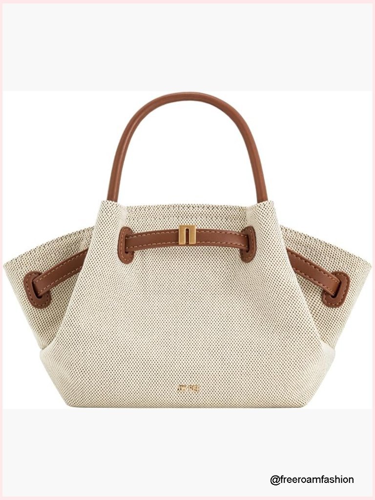 Canvas Mini Tote Bag With Crossbody Strap Gold Hardware